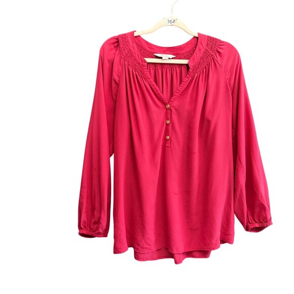 Lilly Pulitzer 100% Silk Elsa Long Sleeve Blouse Top Women Poinsettia Red - Picture 2 of 8